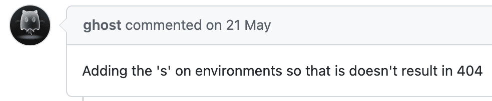 screen shot from GitHub showing hate user as ghost after he removed account